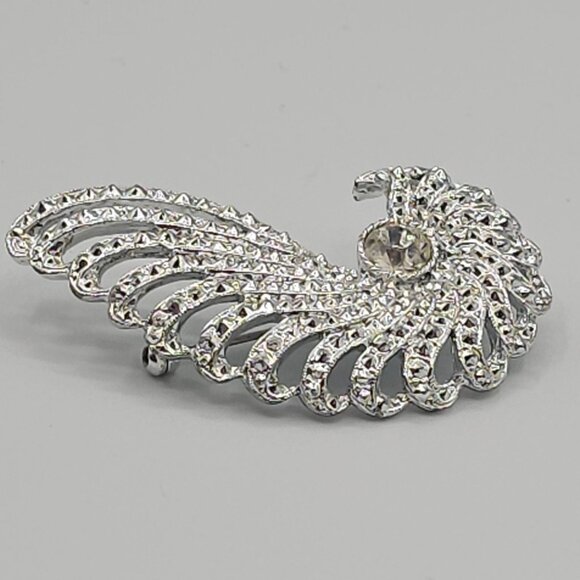 SarahCoventry "Evening Splendor" SilverTone Rhinestone Swirl Elegant Stmt Brooch - Picture 7 of 16